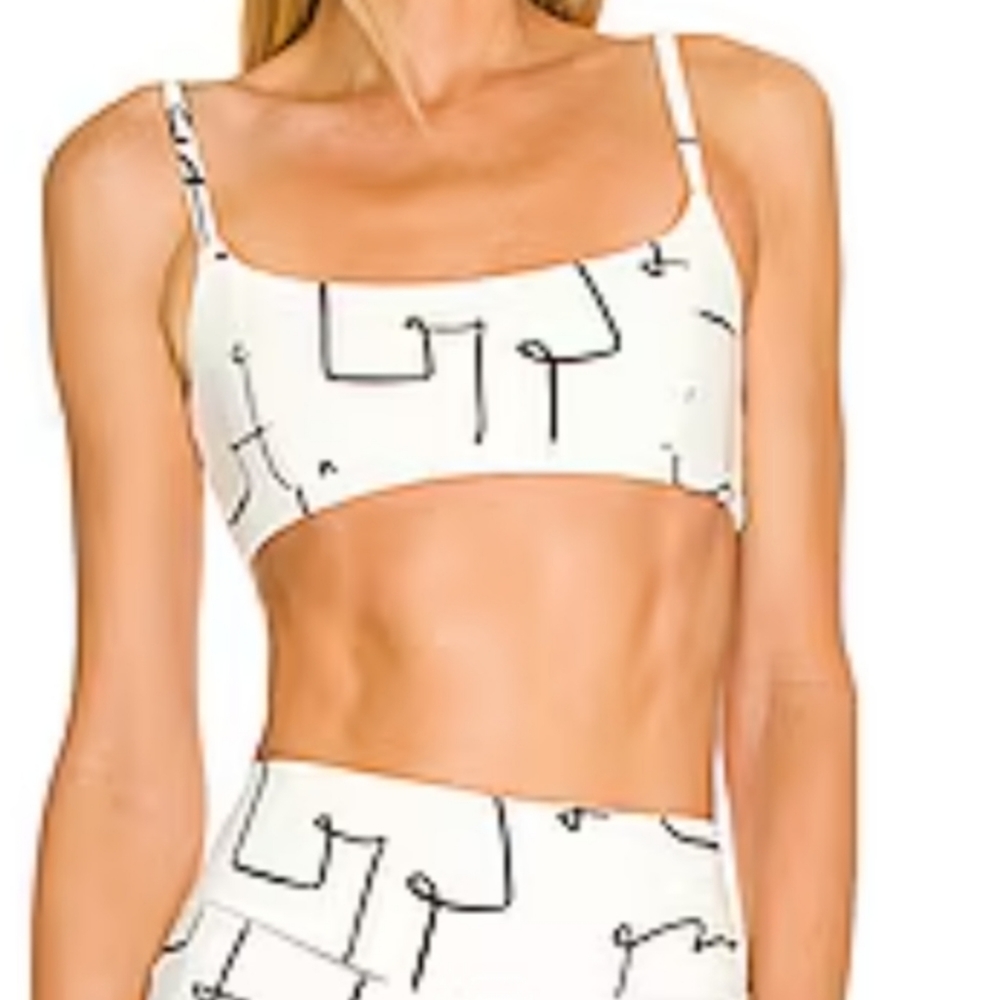 WeWoreWhat ,Cami Scribbles Bra,NWT,  Large , Off White with Black Scribbl…